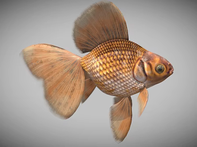 Golden Goldfish With Large Fins Shiny Scales And Graceful Swimming Motion 3d model