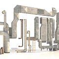 Industrial Pipe System Featuring Metal Structures And Mechanical Equipment Framework 3d model