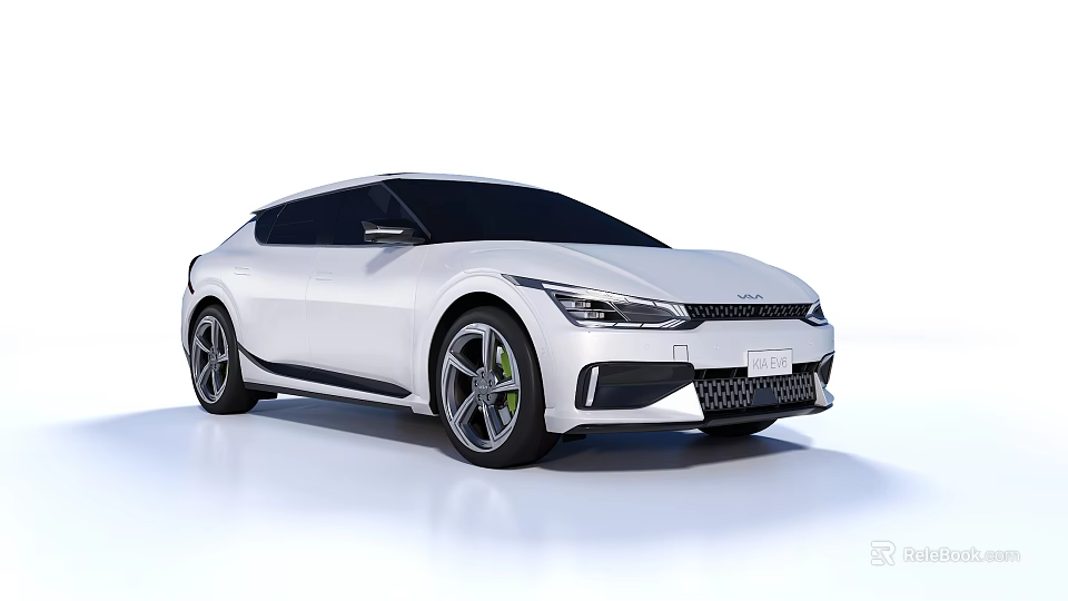 White Electric Car With Sleek Design Green Accented Wheels Modern Front Fascia 3d model 