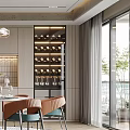Modern Restaurant Interior With Round Dining Table Orange Teal Chairs Chandelier And Wine Rack