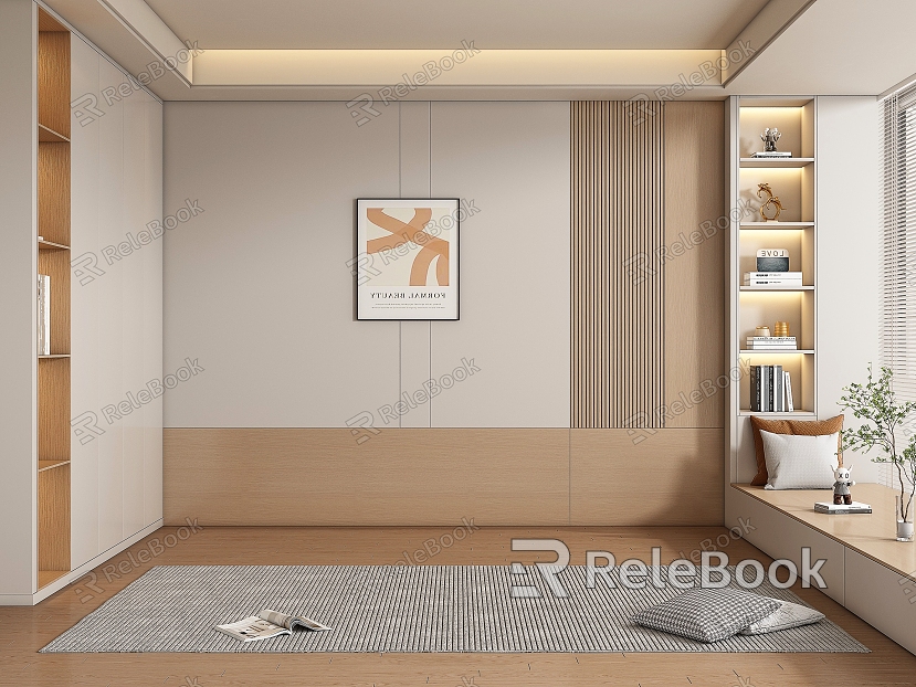 Modern bedroom background wall model