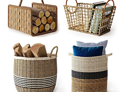 Modern Storage Basket Rattan Basket Laundry Basket Storage Building Bamboo Basket Clothes Frame Basket Storage Basket Bamboo Basket Dirty Clothes Frame model