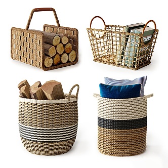 Modern Storage Basket Rattan Basket Laundry Basket Storage Building Bamboo Basket Clothes Frame Basket Storage Basket Bamboo Basket Dirty Clothes Frame 3d model