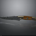Handcrafted Knife With Patterned Blade Wooden Handle And Blue Gemstone Decoration