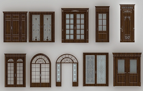 Simple European door combination simple European door single door 3d model