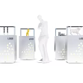 Modern Display Shelves with Logo White Mannequin and Yellow White Animal Models