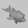 Cartoon Shark Game Character 3D Model With Open Mouth And Legs
