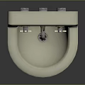 White Ceramic Pedestal Washbasin With Two Faucets And Simple Design