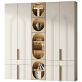 Modern Light Luxury Cream White Decorative Cabinet With Arched Details And Built In Display Shelves
