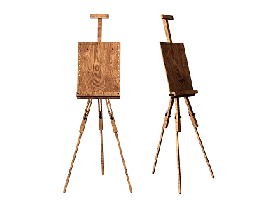 Wooden Artist Easels With Tripod Structure Essential Art Supplies For Painting Studios 3d model
