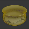 Blue And White Porcelain Basin With Traditional Landscape Patterns And Ornamental Ceramic Art