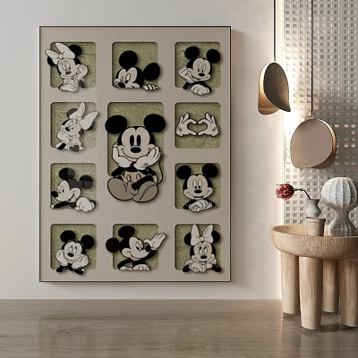 Disney Cartoon Character Wall Art In Modern Room Decor 3d model