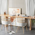 Modern dining table and chair combination desk and chair combination 3d model