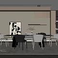 Modern Restaurant Interior With Open Design Dining Table Chairs And Decorative Artwork