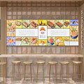 Yishidao Japanese Restaurant Interior With Sushi Dishes Glass Display Cases And Menu Boards