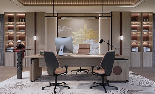 New Chinese General Manager Room 3d model