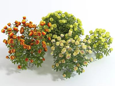 Colorful Ceramic Vase With Orange Yellow And White Flowers For Home Decor 3d model