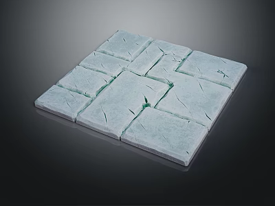 Square Light Gray Floor Tiles Featuring Cracked Design And Interlocking Layout 3d model