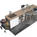 Modern Bar Chair Combination Dining Table and Chair Combination Dining Table and Chair Tableware Dining Table 3d model