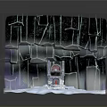 Snowy Scenic Landscape With Icy Blue Ice Walls Stone Steps And Arched Stone Entrance
