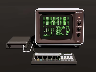Vintage Computer System With CRT Monitor Green Screen Display And Keyboard 3d model