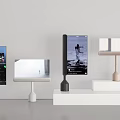Computer Monitor Stands Different Designs Blue White Black Beige Colors Monitors Showing Various Screens