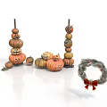 Colorful Fall Pumpkin Decorations With Stacked Designs Jack O Lanterns And Wreath
