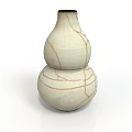 Handcrafted Ceramic Gourd Sculpture with White Base and Red Crackle Texture 3d model