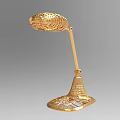 Golden Modern Table Lamp With Perforated Shade And Adjustable Arm Base 3d model