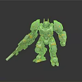 Gray And Orange Sci Fi Armored Robot Warrior With Weapon And Mechanical Design