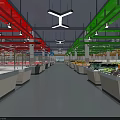 Modern Supermarket Interior Where Customers Shop Along Shelves With Fresh Produce And Colorful Decorations