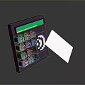 Purple Calculator With Green Display Screen Numeric Keypad And White Card