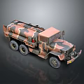 Camouflage Military Tanker Truck Detailed 3D Model With Realistic Off Road Design