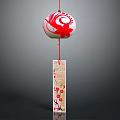 Traditional Hanging Ornament With Red Floral Spherical Top And Plum Blossom Rectangular Panel