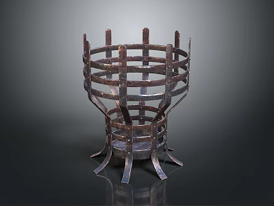 Artisan Wood And Stone Decorative Structure With Metal Frame And Support Base 3d model