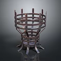 Artisan Wood And Stone Decorative Structure With Metal Frame And Support Base