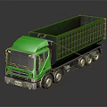 Green Heavy Duty Dump Truck With Open Cargo Bed And Multiple Wheels