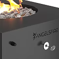 Modern Black Fireplace Design with Flames Stone and Sleek Interior Features