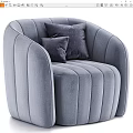 Modern Gray Single Sofa With Striped Design And Soft Upholstered Fabric Pillows 3d model