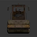 Old Rusty Road Roller Construction Vehicle With Worn Metal Body And Large Drum