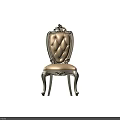 Ivory White European Style Dining Chair With Carved Backrest And Ornate Legs