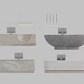 Elegant Modern Reception Desks With Wooden Concrete Marble Countertops And Monitor Displays