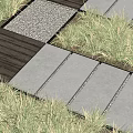 Garden Stepping Stones Path With Wooden Planks Stone Slabs Grass And Gravel