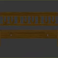 Light Brown Wooden Bench With Carved Backrest And Storage Drawer On Dark Background With Reflection