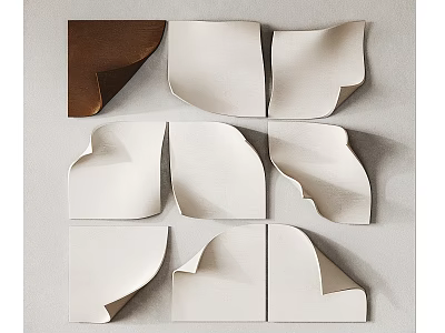 Modern Abstract Wall Decor Design With Irregular White Brown Curved Panels 3d model