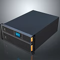Black Electronic Server Unit With Front Panel Display And Orange Indicators