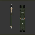 Green Military Weapon System Featuring Cylindrical Missile And Dual Launcher Tubes