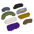 Irregular Shaped Sofas With Curved Modular Soft Pod And Wavy Stripe Styles 3d model