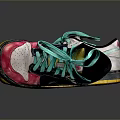 Colorful Nike Sneakers With Green Laces Black White Upper Pink Toe Cap And Yellow Sole