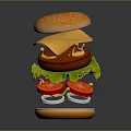 Delicious Hamburger With Fresh Lettuce Tomato And Melted Cheese On Sesame Bun
